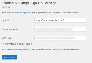 WP ScholarLMS SSO settings