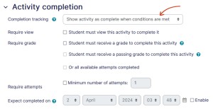 Assignment Activity Completion