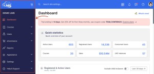 Admin dashboard left navigation