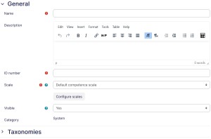 competency framework add new general tab