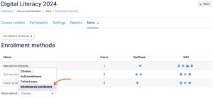 Course add eCommerce method dropdown