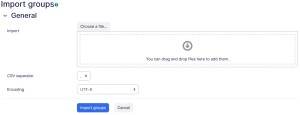 Import group page