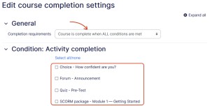 Course Completion Tracking