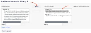 Course add remove group user page