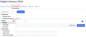 Course group dropdown