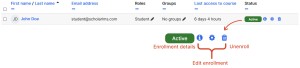 User course enrollment actions zoom-in