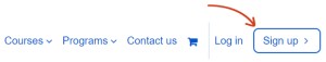 Student Sign up button Home page