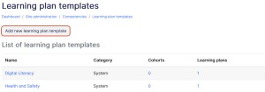 Learning plan template add button