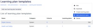 Learning plant template add cohort