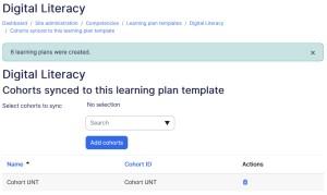 Learning plan to cohort