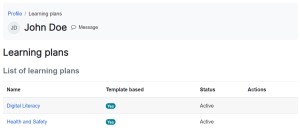 Learning plan student view from profile