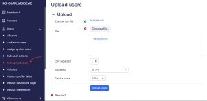 Bulk upload users