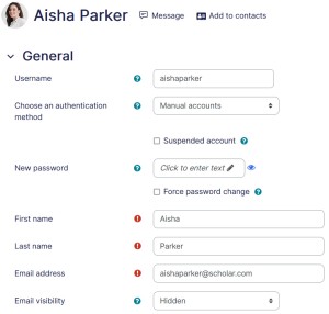 Editing user profile