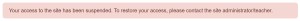 Suspended user notification